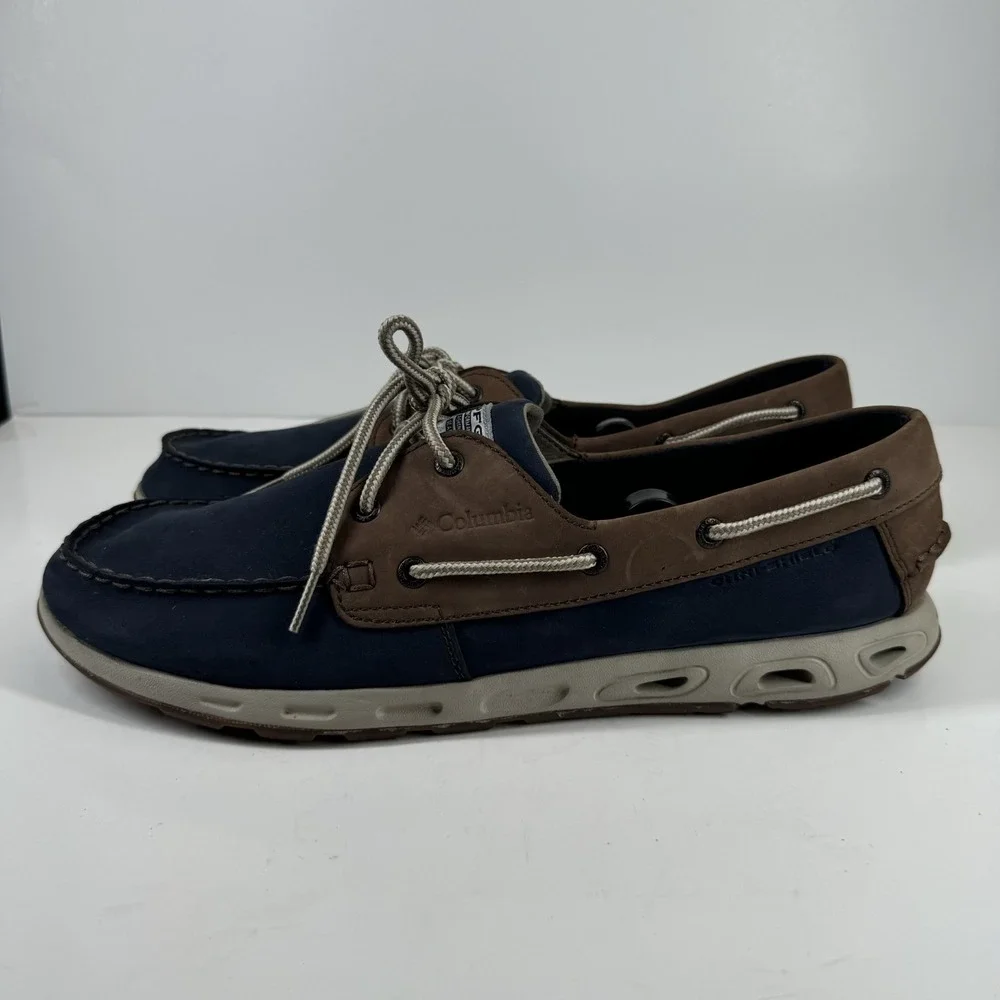 Columbia PFG Bonehead Vent Men's US 14 Navy Blue Leather Boat Shoes BM4438-464